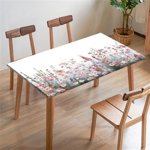 FANSU Tischdecke Rechteckige Quadrat, Tischdecken, Elastische Künstlerisch Blumen Tischtuch Draussen, Tischdecke für Outdoor, Terrasse,Garten, Küche Esszimmer (80x80cm,Rosa) von FANSU