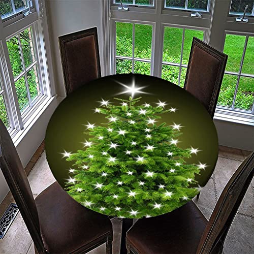 FANSU Tischdecke Runde Wasserabweisende, 3D Weihnachtsbaum Drucken Abwaschbar Gartentischdecke rutschfest Desktop Dekorative für Küche Tuch Bankett Weihnachts Party (150cm,Schwarz) von FANSU