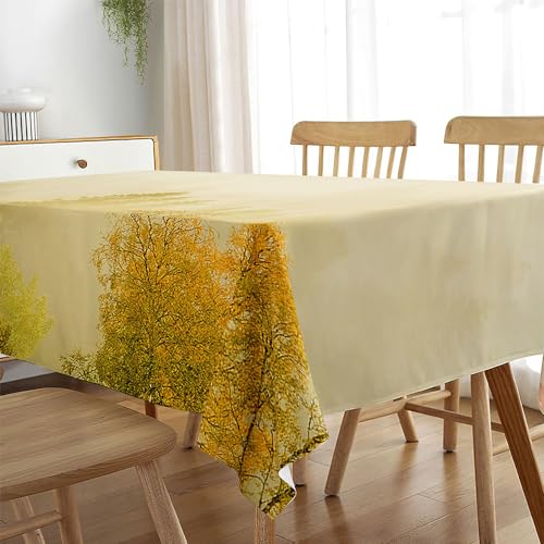 FANSU Tischdecke Tischwäsche, 3D Berg Wald Rechteckige Abwaschbar Tischtuch Draussen Küchentischabdeckung für Garten Küche Outdoor Dekoration (Herbst,90x90cm) von FANSU