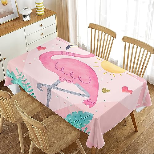 FANSU Tischdecke Tischwäsche, 3D Flamingo Rechteckige Tischtuch Draussen Küchentischabdeckung für Garten Küche Outdoor Dekoration (140x140cm,Rosa) von FANSU