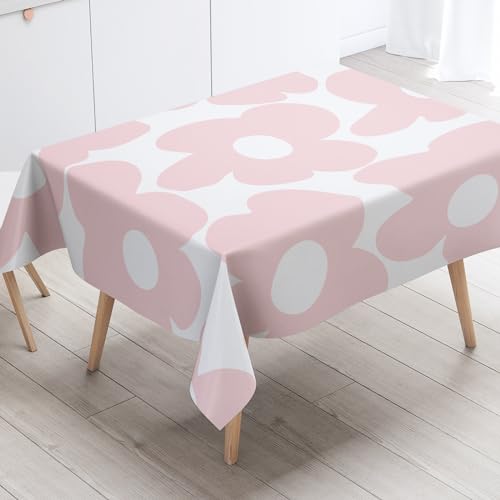 FANSU Tischdecke Tischwäsche, Rechteckige Abwaschbar Tischtuch Draussen Küchentischabdeckung für Dekoration Garten Küche Outdoor -Cartoon-Blume 3D (90x90cm,Rosa) von FANSU