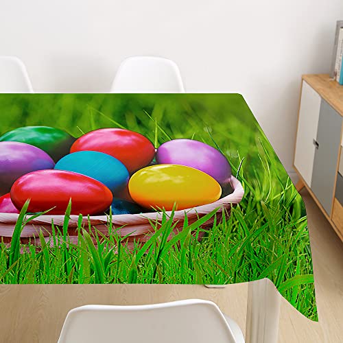 FANSU Tischdecke Wasserdicht Tischwäsche, Frohe Ostern Rechteckige Wasserabweisend Abwaschbar Tischtuch Draussen Küchentischabdeckung für Outdoor Garten Küche Dekoration (140x240cm,Ostereier) von FANSU