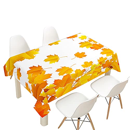 FANSU Tischdecke Wasserdicht Tischwäsche, Herbst Blatt Rechteckige Wasserabweisend Abwaschbar 3D Tischtuch für Küche Garten Outdoor Esstisch Dekoration (Ahornblatt,140x160cm) von FANSU