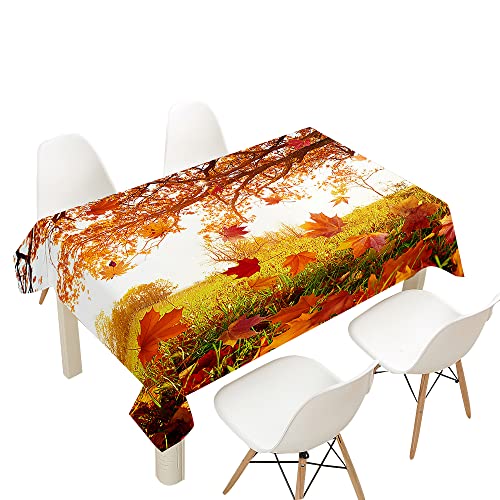 FANSU Tischdecke Wasserdicht Tischwäsche, Rechteckige Wasserabweisend Abwaschbar Herbst Blätter Tischtuch Draussen Küchentischabdeckung für Outdoor Küche Dekoration (100x140cm,Garten) von FANSU