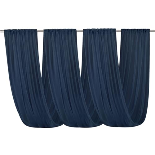 FANSU Vorhang Hochzeitsbogen Querbehang Freihanddeko Chiffon Tüll Stoff Deko Vorhang Hochzeit Querbehang für Torbogen Zeremonie Geburtstag Party Gardinen Tabelle Deko (150x600cm,Navy blau) von FANSU