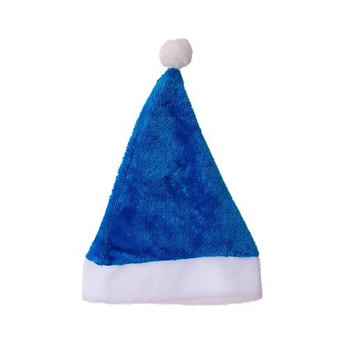 FANSWAN Weihnachtsmannmütze, blau, kurz, Plüsch, Ornament, Partyzubehör für Erwachsene, männlich, weiblich, Kostüm, Cosplay, Requisiten von FANSWAN