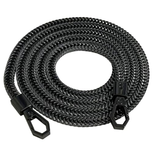 FANZNSM Flacher Kettenriemen aus Eisen, Geldbörsen-Kettenriemen, Handtaschenketten, Schulter-Cross-Body-Ersatz, Schlangenknochen-Kettenriemen mit Metallschnallen(Black,39.4") von FANZNSM