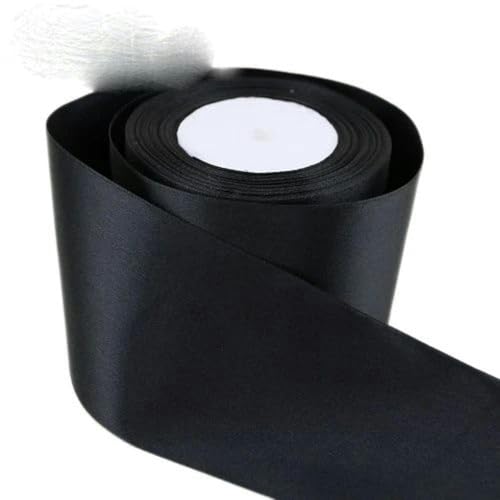 (25 Yards/Rolle) 3" (75 mm) einseitiges Satinband, Gurtband, Dekoration, Geschenkbänder, schwarz von FAQIMORAX