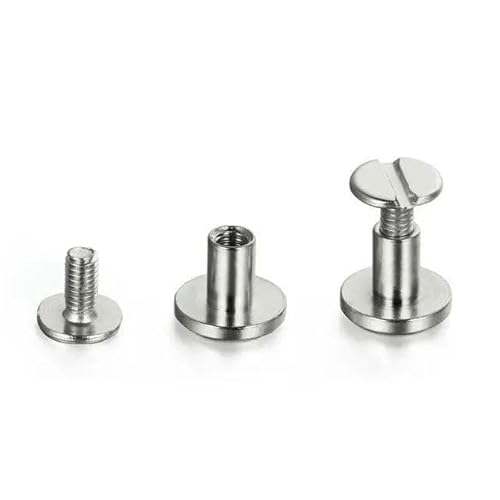 10 Sets Gepäck Metall Massive Schraube Nagelniete Doppelt Gebogener Kopf Gürtelband Nieten Buchschrauben Knöpfe Druckknopf-Antik Silber-5x6mm von FAQIMORAX