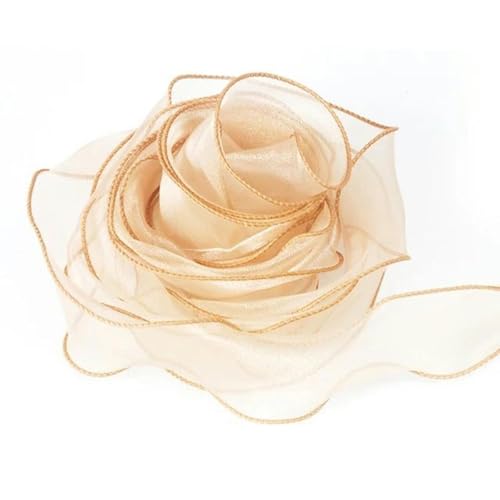 10 m transparente Organzabänder mit goldenem Rand, Chiffonband, zum Verpacken von Geschenkboxen, Brautstrauß, Dekorationsstil, 1–4 cm x 10 m von FAQIMORAX