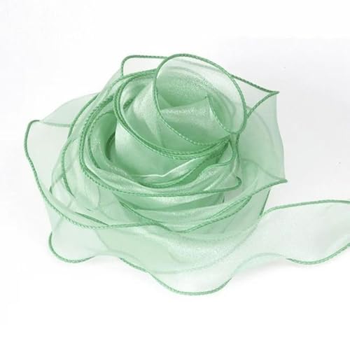 10 m transparente Organzabänder mit goldenem Rand, Chiffonband, zum Verpacken von Geschenkboxen, Brautstrauß-Dekoration, 7–4 cm x 10 m von FAQIMORAX