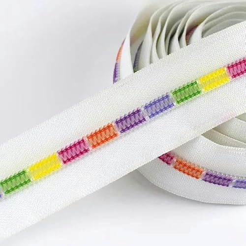 2/5/10 Meter 5# Nylon-Reißverschlüsse zum Nähen von weißen Spiralreißverschlüssen für Taschen, Kleidungsdekor, Reißverschluss-Reparaturset, DIY-Zubehör-Weiß gefärbt-Nr. 5-10 Meter von FAQIMORAX