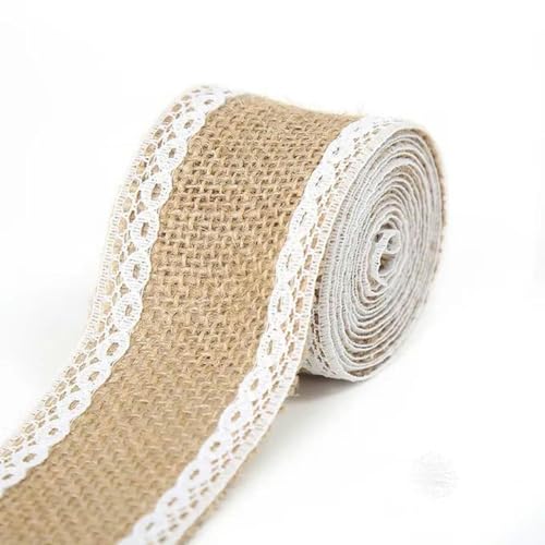 2 m 5 cm Jute-Sackleinen-Rollen, Sackleinenband mit Vintage-Ornament, Sackleinen, Party-DIY-Zubehör, 2–2 Meter von FAQIMORAX