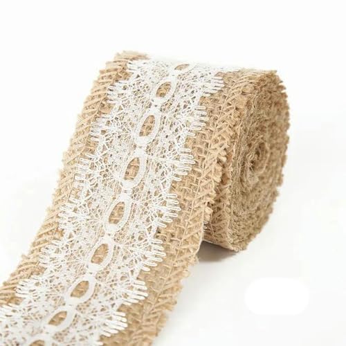 2 m 5 cm Jute-Sackleinen-Rollen, Sackleinenband mit Vintage-Ornament, Sackleinen, Party-DIY-Zubehör, 34–10 Meter von FAQIMORAX