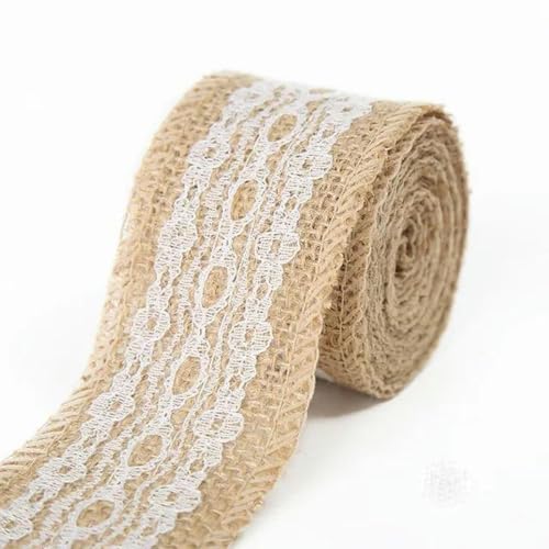 2 m 5 cm Jute-Sackleinen-Rollen, Sackleinenband mit Vintage-Ornament, Sackleinen, Party-DIY-Zubehör, 9–5 Meter von FAQIMORAX