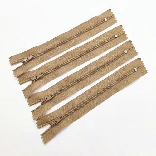 20 Stück 3# 7,5–60 cm (3–24 Zoll) geschlossener Nylon-Spiralreißverschluss zum Schneidernähen erhältlich-Khaki-20 Stück-10 cm von FAQIMORAX