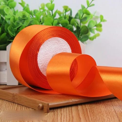 25 Yards/Rolle, 2 Zoll, 50 mm, Satinbänder für Schleifen, Geschenkpapier, Partydekoration, Orange, 50 mm von FAQIMORAX