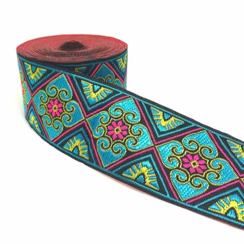 3 Yards 5CM Vintage Ethnische Stickerei Band Boho Trim DIY Kleidung Tasche Zubehör Bestickt Custom-06 von FAQIMORAX