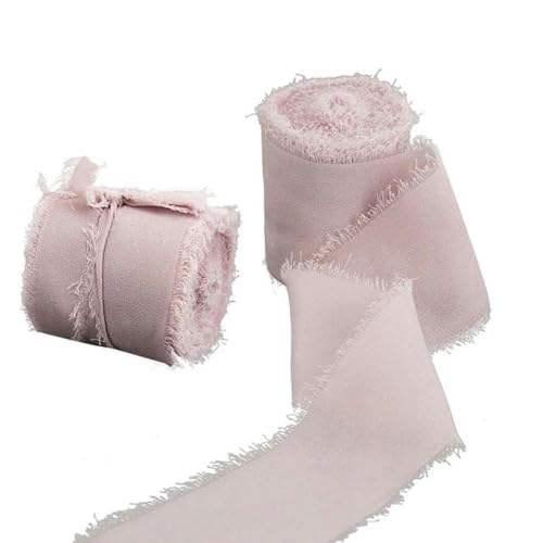 5 m Satin-Chiffonband mit ausgefransten Kanten zum Verpacken von Einladungen, Blumensträußen, Geburtstagsfeiern und Geschenken, Stil 10 – 4 cm x 5 m von FAQIMORAX