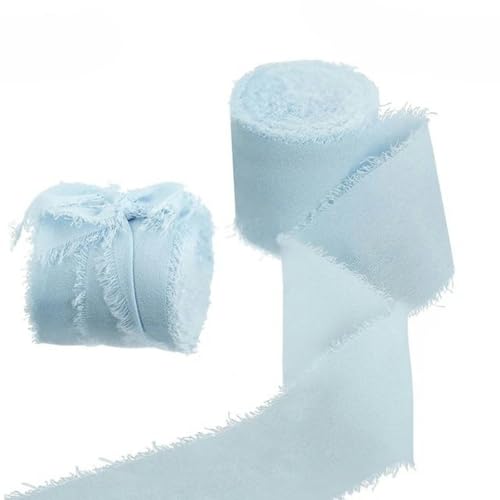 5 m Satin-Chiffonband mit ausgefransten Kanten zum Verpacken von Einladungen, Blumensträußen, Geburtstagsfeiern und Geschenken, Stil 4–4 cm x 5 m von FAQIMORAX