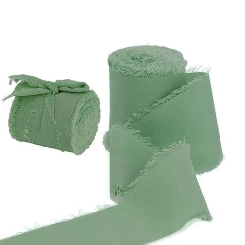 5 m Satin-Chiffonband mit ausgefransten Kanten zum Verpacken von Einladungen, Blumensträußen, Geburtstagsfeiern und Geschenken, Stil 7–4 cm x 5 m von FAQIMORAX