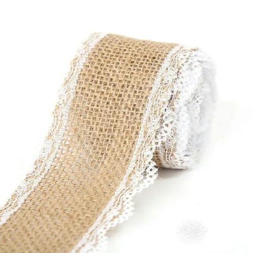 m 5 cm Jute-Sackleinen-Rollen, Sackleinenband mit Vintage-Ornament, Sackleinen, Party-DIY-Zubehör, 20–5 Meter von FAQIMORAX