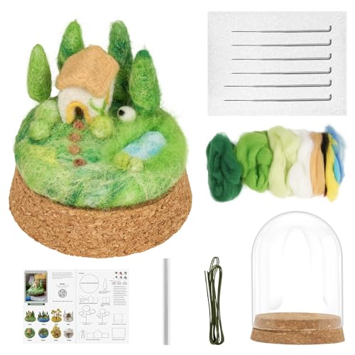 FARBCLUB Nadelfilz-Set, saisonale Landschaft, DIY Wollfilz-Kit mit Wollroving-Glasabdeckung, handgefertigtes Bastelfilz-Set, perfekt für Anfänger, Erwachsene, ideales Geschenk für Bastel-Enthusiasten von FARBCLUB