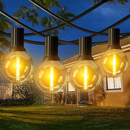 Lichterkette Außen Strom, 45.7M/150FT LED Lichterkette Glühbirnen mit 75+2 E12 1W Plastikbirnen, IP45 Wasserdicht G40 Lichterketten Warmweiß für Garten, Terrasse, Hochzeiten, Weihnachten, Partys von FARNY