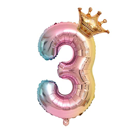 FARUTA Folienballons mit Kronenzahlen, Zahlenballons für Geburtstag, Jahrestag, Party, riesige Luftballons, Mylar-Digitalballons, Happy Birthday Party, Jahrestag, Dekoration, Zubehör, 81,3 cm (Farbe: von FARUTA