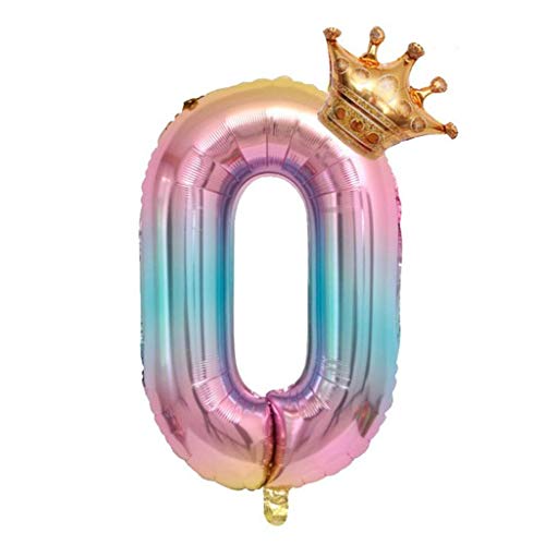 FARUTA Kronen-Zahlen-Folienballons, Zahlenballons für Geburtstag, Jahrestag, Party, riesige Luftballons, Mylar-Digitalballons, Happy Birthday Party, Jahrestag, Dekoration, Zubehör, 81,3 cm (Farbe: A) von FARUTA