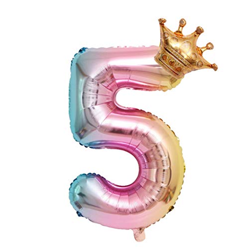 FARUTA Kronen-Zahlen-Folienballons, Zahlenballons für Geburtstag, Jahrestag, Party, riesige Luftballons, Mylar-Digitalballons, Happy Birthday Party, Jahrestag, Dekoration, Zubehör, 81,3 cm (Farbe: F) von FARUTA