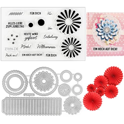 Stempel und Stanzen Set, Stanzformen Stempel,Geburtstagsstempel,Silikon Clear Stamp Transparente Stempel Siegel,Für Diy Geburtstage Scrapbooking Kunst Handwerk Supplies Stamping von FARYODI