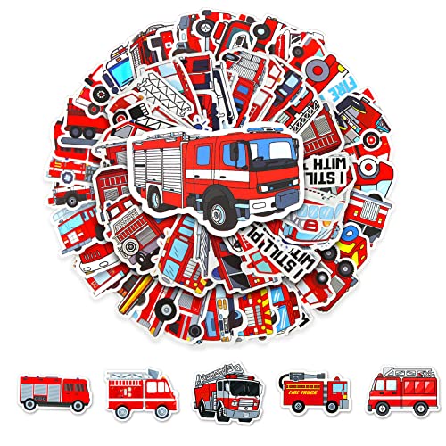 Feuerwehr Aufkleber Feuerwehrauto Sticker 100 Stücke Fire Truck Deko für Auto Laptop Computer Skateboard Wasserflaschen Koffer Fahrrad Motorrad Wandsticker Geeignet (Feuerwehr Aufkleber) von FASBET