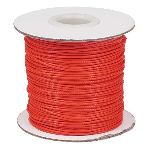 1 mm lange Schnur aus gewachstem Polyester, Spule für DIY-Schmuck, Halsketten, Armbänder, Bastelarbeiten, orange-rot von FASHEWELRY