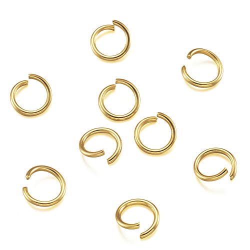 Biegeringe aus 304 Edelstahl, 9 mm, goldfarben, offener Bindering für DIY-Schmuckherstellung, Zubehör und Halskettenreparatur, 200 Stück von FASHEWELRY