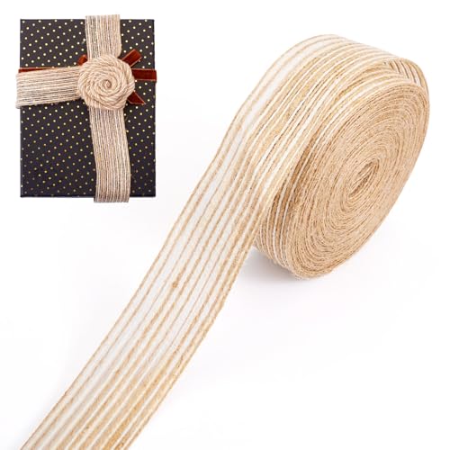 FASHEWELRY 10 m Juteband, 28 mm, rustikales Bastelband, Sackleinenband, für Bastelarbeiten, Hochzeit, Zuhause, Party, Weihnachtsdekoration, Schmuckherstellung von FASHEWELRY