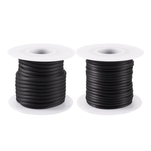 FASHEWELRY 15 m schwarzes Hohlrohr, PVC, röhrenförmig, synthetisches Gummiband, Rundrohrschnur für Memory-Draht, Halsketten, Armbänder, Perlen, Schmuckherstellung, 2 ~ 3 mm von FASHEWELRY