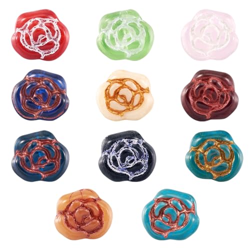 FASHEWELRY 20 Stück handgefertigte Blumen-Glasperlen, bunte Rose, lose Abstandshalter, Großpackung für Schmuckherstellung, DIY, Damen, Ohrringe, Armband, Halskette, Handwerk von FASHEWELRY