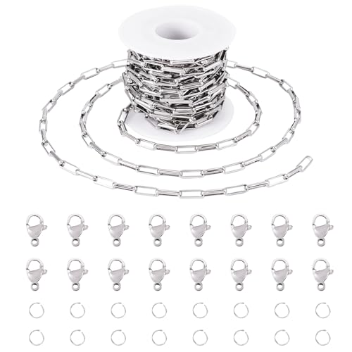 FASHEWELRY 5M DIY 304 Edelstahl Metall Gliederketten 12 x 4 x 2 mm Büroklammerketten ungeschweißt für DIY Halskette Armband Schmuckherstellung Kit mit Karabinerverschluss Sprungring FASHEWELRY 5M DIY 304 Edelstahl Metall Gliederketten 12 x 4 x 2 mm Büroklammerketten ungeschweißt für DIY Halskette Armband Schmuckherstellung Kit mit Karabinerverschluss Sprungring von FASHEWELRY