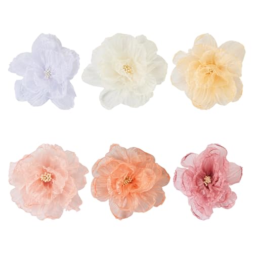 FASHEWELRY 6 Stück Blumen Organza bestickte Applikationen Spitze zum Aufnähen Verzierungen dekorative Flicken für DIY Kleidung Hochzeitskleid Dekoration Haarschmuck von FASHEWELRY