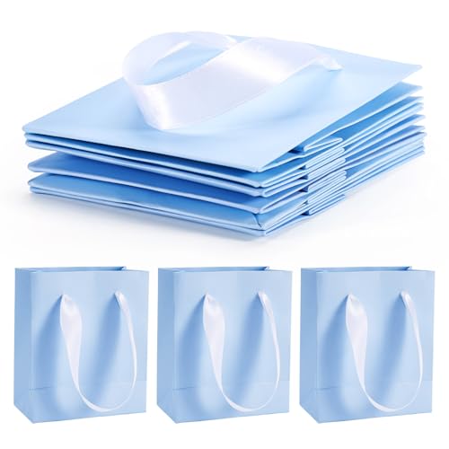 FASHEWELRY 6 Stück blaue rechteckige Papier-Aufbewahrungsbeutel mit Bandgriffen für Einzelhandel Versandtaschen Weihnachten Hochzeit Party Favor Snack Cookie Dessert Bags von FASHEWELRY