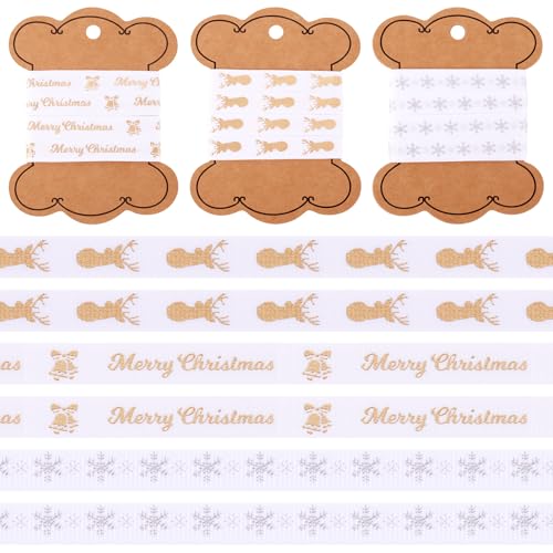 FASHEWELRY 9 Yards Weihnachten Polyester Gedruckt Ripsbänder 10mm Dekorative Satin Wickelband für DIY Haarschleife Clips Handwerk Party Dekoration von FASHEWELRY