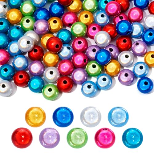 FASHEWELRY Acrylperlen, 8 mm, glänzend, rund, matt, klobig, Kaugummi-Perlen, lose Perlen für DIY-Armbänder, Ohrringe, Halsketten, Schmuckherstellung, 90 Stück von FASHEWELRY