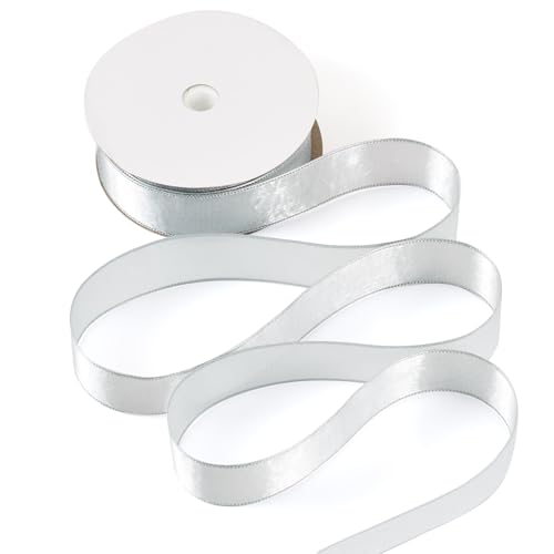 FASHEWELRY Durchsichtiges Organzaband, 20 m, Chiffonband, Drahtrand, Geschenkband, dünnes Tüllband für Hochzeit, Geschenkpapier, Blumenstrauß, Brautparty, Handwerk (Gainsboro) von FASHEWELRY