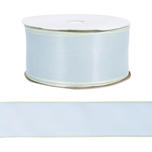 FASHEWELRY Durchsichtiges Organzaband, 3,8 cm, Chiffonband, Aquamarin, dünnes Organza-Tüllband für Hochzeit, Geschenkpapier, Blumenstrauß, Brautparty, Geschenk von FASHEWELRY