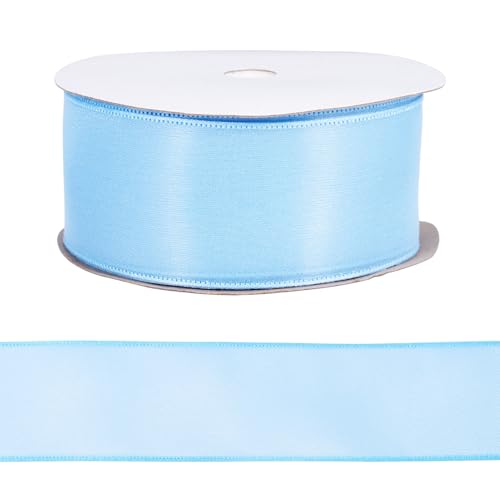 FASHEWELRY Durchsichtiges Organzaband, 3,8 cm, blaues Chiffonband, dünnes Organza-Tüllband für Hochzeit, Geschenkpapier, Blumenstrauß, Brautparty, Geschenk, 20 Meter von FASHEWELRY