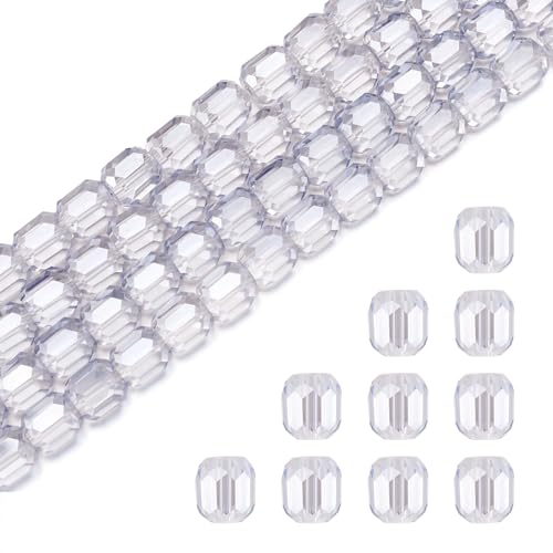 FASHEWELRY Facettierte Glasperlen, 2 Stränge, 8 mm, transparente Säulen-Glasperlen, lose Abstandshalter-Perlen für DIY-Schmuckherstellung, Armband, Halskette, Kornblumenblau von FASHEWELRY