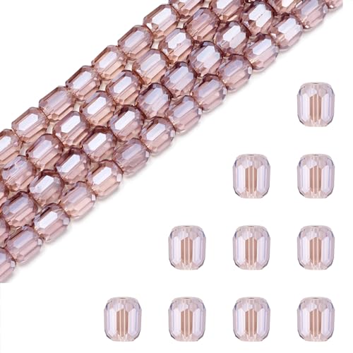 FASHEWELRY Facettierte Glasperlen, 2 Stränge, 8 mm, transparente Spalte, Glasperlen, lose Abstandshalter, Perlen für DIY-Schmuckherstellung, Armband, Halskette, Altrosa von FASHEWELRY