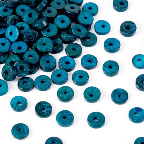 FASHEWELRY Gefärbte Kokosnussperlen, Donut-Form, 9 mm, lose Perlen für Schmuckherstellung, Armband, Halskette, Damen, Kunsthandwerk, Ornament, Marineblau, 100 Stück von FASHEWELRY