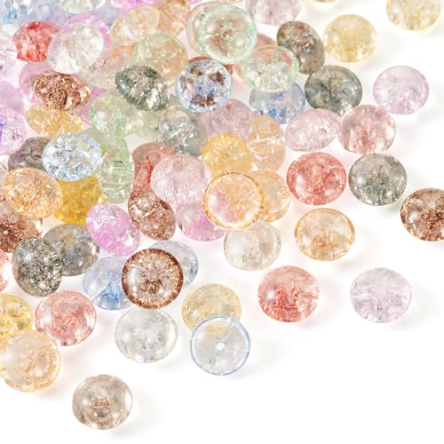 FASHEWELRY Glasperlen, 8 mm, bunt, transparent, Craquelé-Perlen für Schmuckherstellung, Abstandshalter, lose Perlen, flache runde Perlen, knisternde Lampwork-Perlen für Armbänder, DIY-Halsketten, 100 von FASHEWELRY